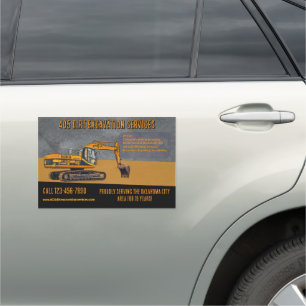 Customize Backhoe Excavation Services Truck Promo Car Magnet