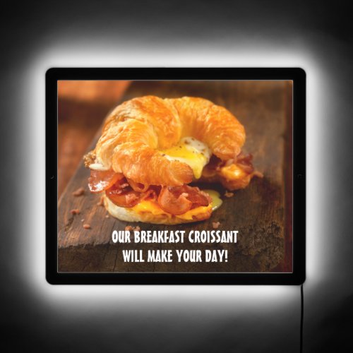 Customize Bacon Egg Cheese Croissant Restaurant LED Sign