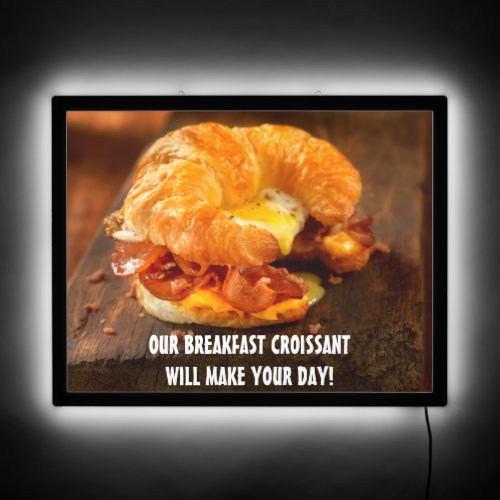 Customize Bacon Egg Cheese Croissant Restaurant  LED Sign