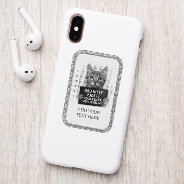 Customize Bad Kitty Cat Police Arrest Photo Funny Patch (On Phone Back)