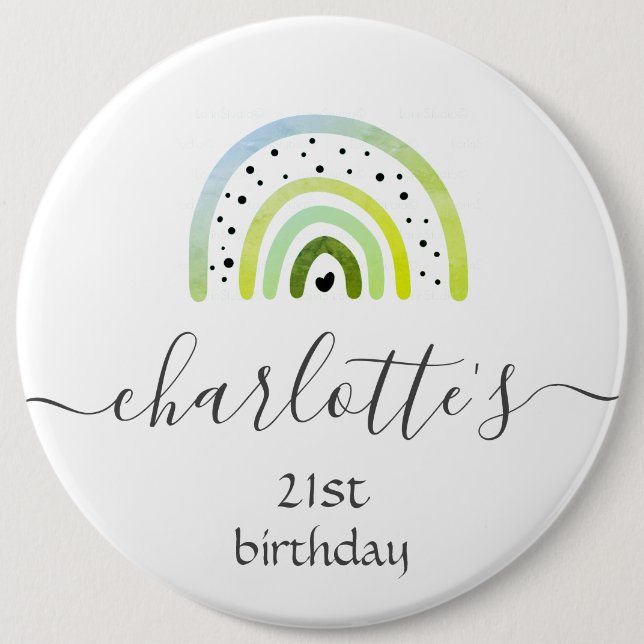Customize badge - Rainbow Green Button (Front)