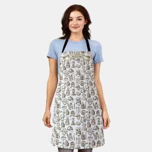Customize Bakery Kitchen Symbol Pattern Black Whit Apron
