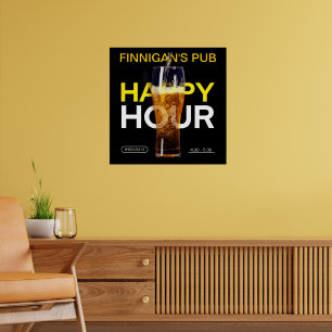 Customize Bar Pub Public House Happy Hour Beer Poster
