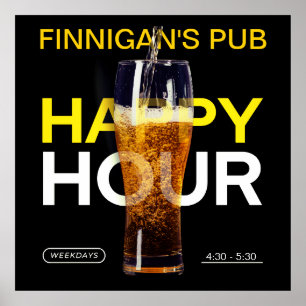 Customize Bar Pub Public House Happy Hour Beer Poster