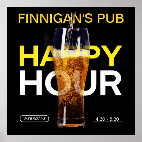Customize Bar Pub Public House Happy Hour Beer  Poster