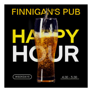Customize Bar Pub Public House Happy Hour Beer Poster