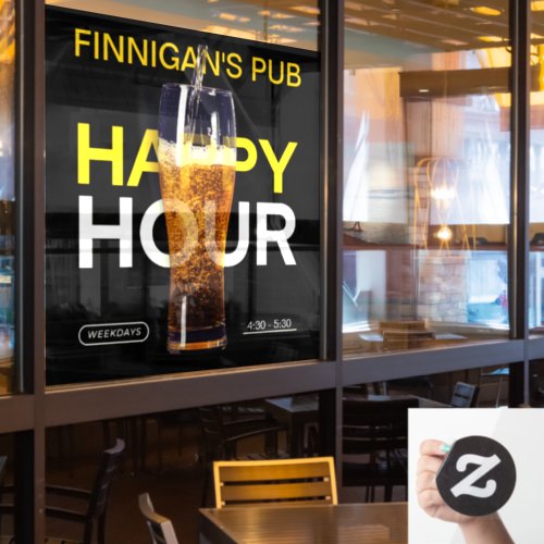 Customize Bar Pub Public House Happy Hour Beer  Window Cling