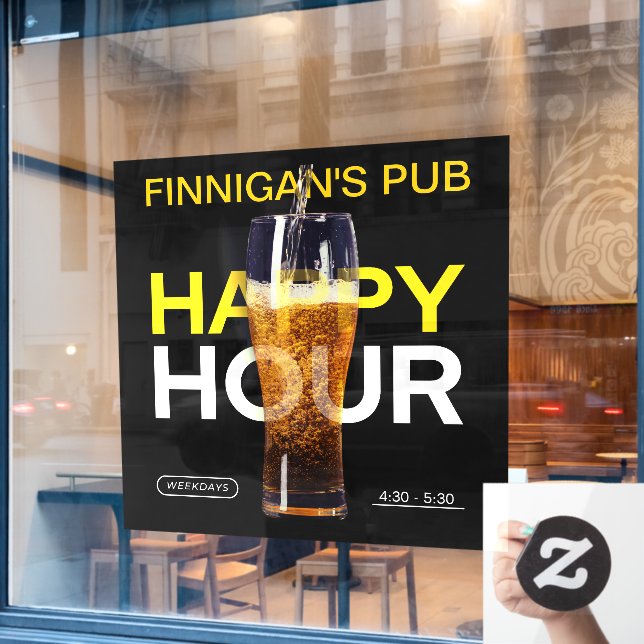 Customize Bar Pub Public House Happy Hour Beer  Window Cling (Cafe Window)