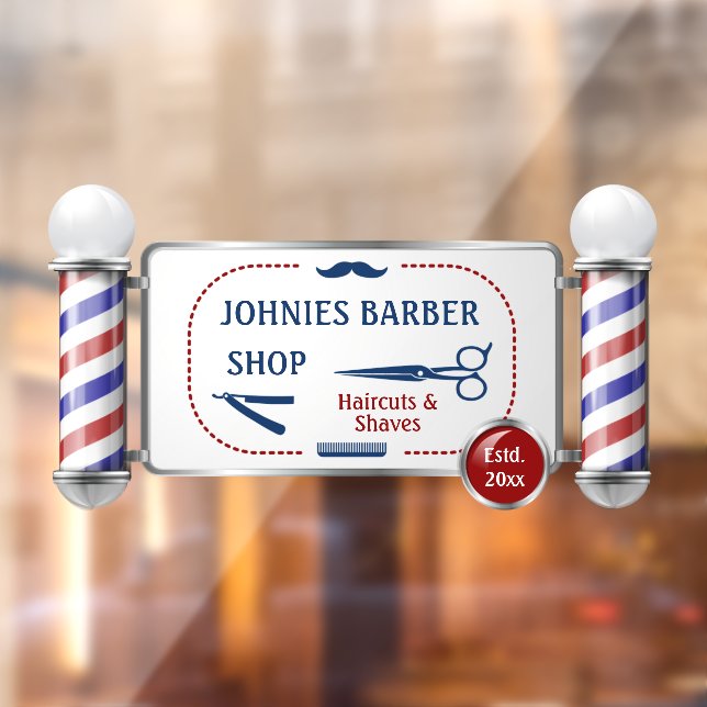Customize Barber Pole Barber Shop Business Window Cling (Sheet 2)