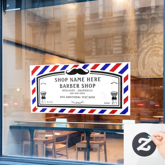 Customize Barber Shop Advert Front  Window Cling (Cafe Window)
