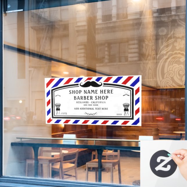 Customize Barber Shop Advert Front  Window Cling (Cafe Window)