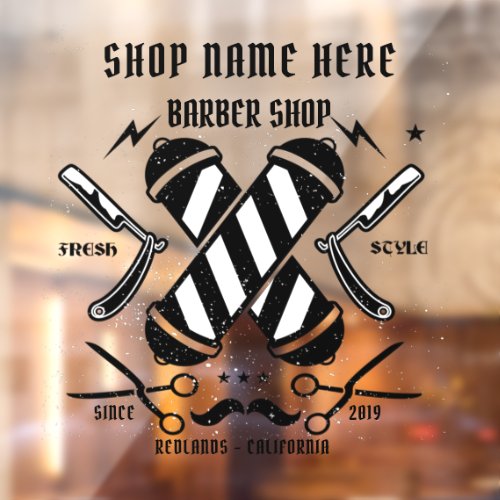 Customize Barber Shop Business Advert Window Cling