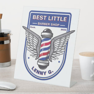 Customize Barber Shop Chair Station ID  Pedestal Sign