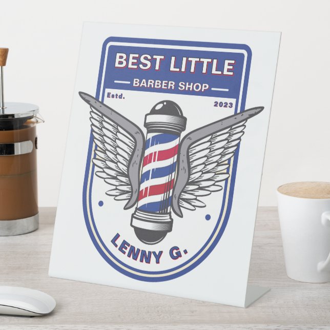Customize Barber Shop Chair Station ID  Pedestal Sign (In SItu)