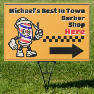 Customize Barber Shop Here Arrow Turn Right Yard Sign