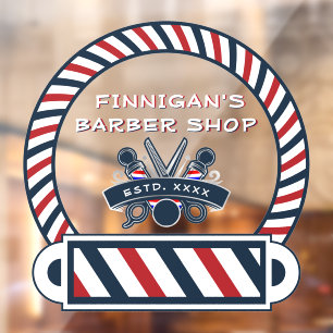 Customize Barber Shop Pole Colors Front Window Cling