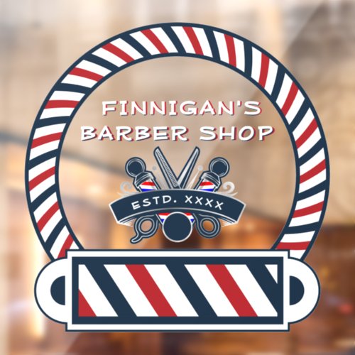 Customize Barber Shop Pole Colors Front  Window Cling