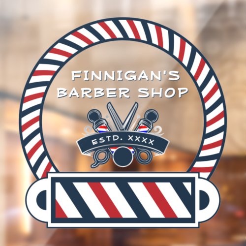 Customize Barber Shop Pole Colors Front   Window Cling