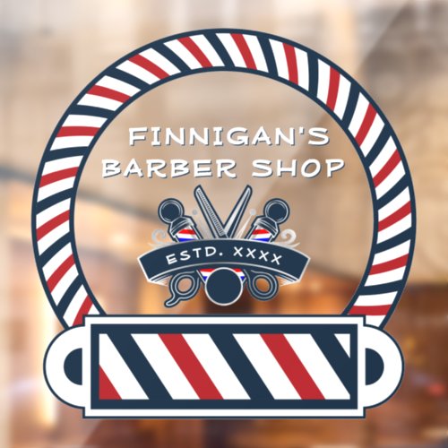 Customize Barber Shop Pole Colors Front  Window Cling