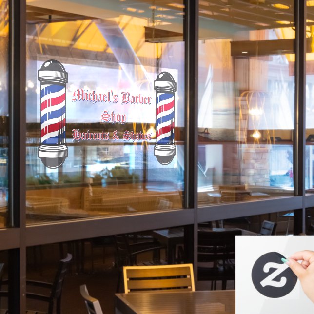Customize Barber Shop Poles Promo 2 Window Cling (Restaurant Window)
