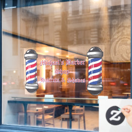 Customize Barber Shop Poles Promo 2 Window Cling