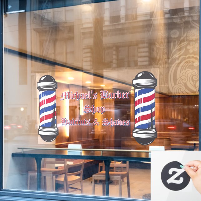 Customize Barber Shop Poles Promo 2 Window Cling (Cafe Window)