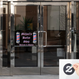 Customize Barber Shop Poles Promotional Window Cling