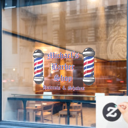 Customize Barber Shop Poles Promotional Window Cling