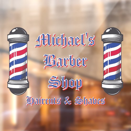 Customize Barber Shop Poles Promotional  Window Cling