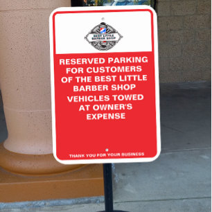 Customize Barber Shop Reserved Customer Parking Metal Sign