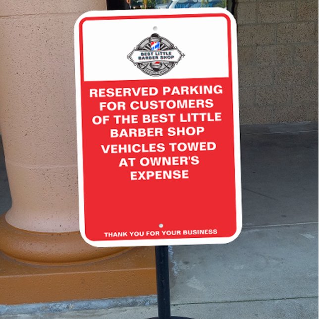 Customize Barber Shop Reserved Customer Parking Metal Sign (Creator Uploaded)