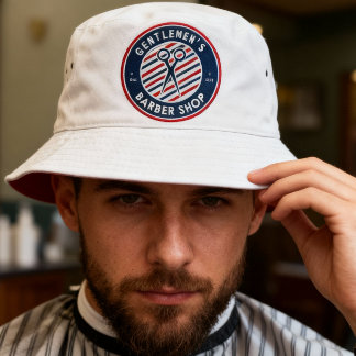 Customize Barber Shop Scissors Pole Colors Busines Bucket Hat