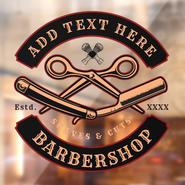 Customize Barbershop Business Front  Window Cling (Sheet 2)