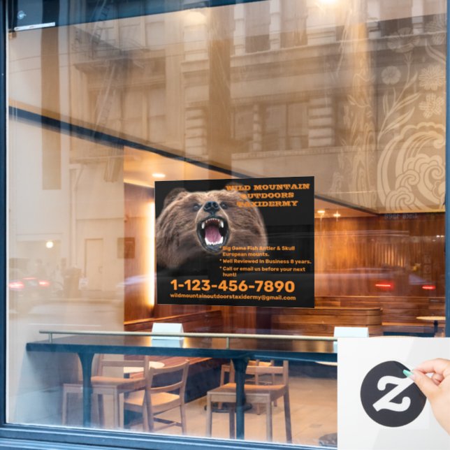 Customize Bear Large Game Taxidermy Shop  Window Cling (Cafe Window)