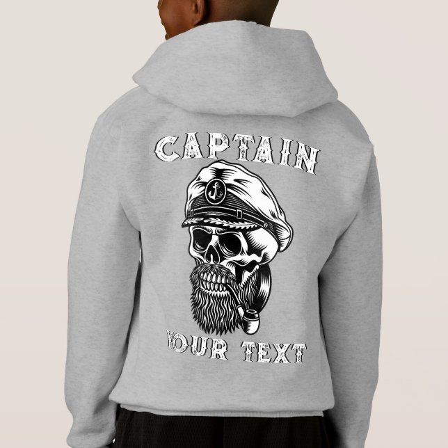 Customize Bearded Sea Captain Skull Smoking Pipe Hoodie (Back)