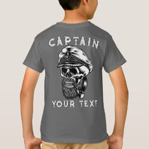Customize Bearded Sea Captain Skull Smoking Pipe  T-Shirt