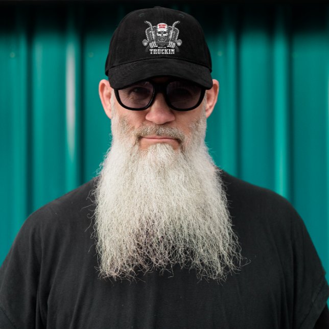 Customize Bearded Trucker Skull Keep On Trucking Snap Back Hat (Creator Uploaded)