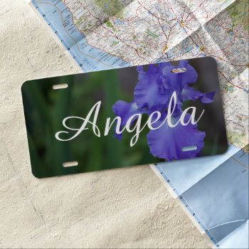Customize Beautiful Blue Iris In Bloom License Plate by Scotts_Barn at Zazzle