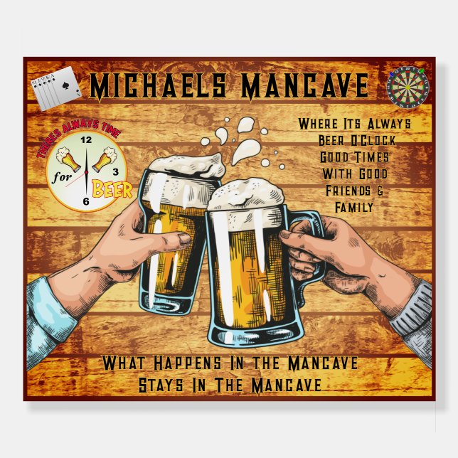 Customize Beer Theme Mancave Beer O'Clock Foam Board (Front)