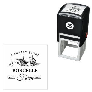 Customize Beige Classic Vintage Farmer Market Logo Self-inking Stamp