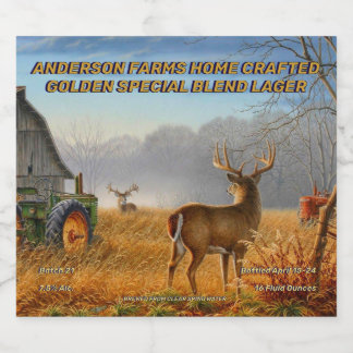Customize Big Buck Deer Barnyard Showdown Detailed Beer Bottle Label