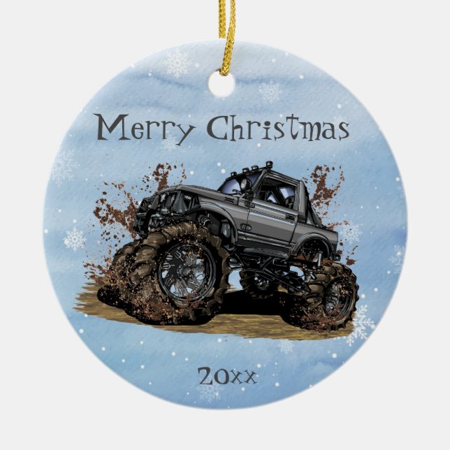 Customize Big Monster truck Off Road Adventure  Ceramic Ornament (Front)