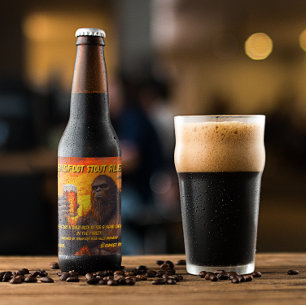 Customize Bigfoot Drinking A Beer At Sunset  Bottle Label