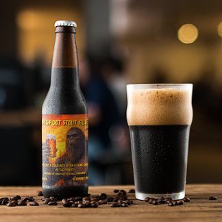 Customize Bigfoot Drinking A Beer At Sunset  Bottle Label