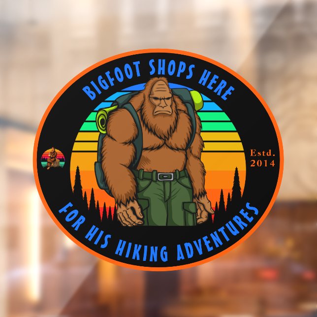 Customize Bigfoot Hiking Sporting Goods Shop   Window Cling (Sheet 2)