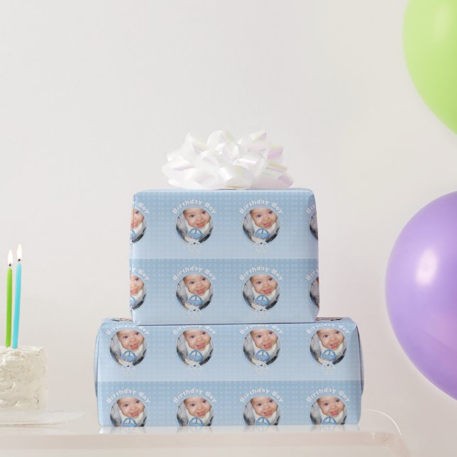 Customize Birthday Boy Photo Winter Onederland Wrapping Paper (Party Gifts)