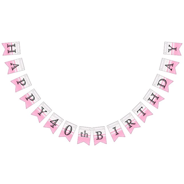Customize Birthday - Pink & White Bunting Flags (All)