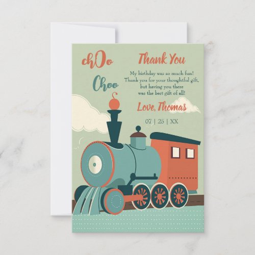 Customize Birthday Train Boy Train Ticket Birthday Thank You Card