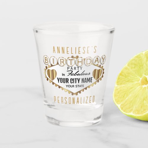 Customize Birthday _ Vegas Style  Shot Glass