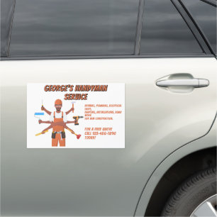 Customize Black American Handyman Service Car Magnet